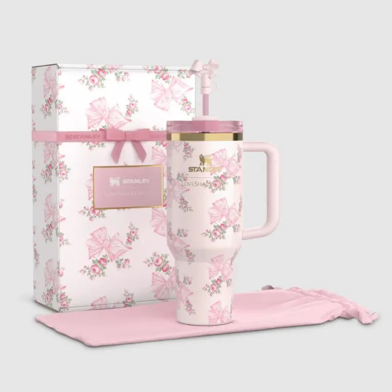 The Stanley X LoveShackFancy Holiday Quencher 40oz Pink