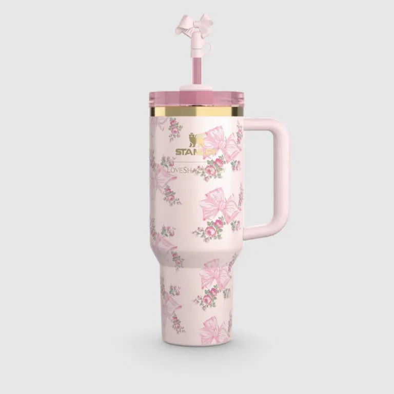 The Stanley X LoveShackFancy Holiday Quencher 40oz Pink