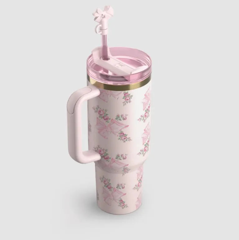 The Stanley X LoveShackFancy Holiday Quencher 40oz Pink