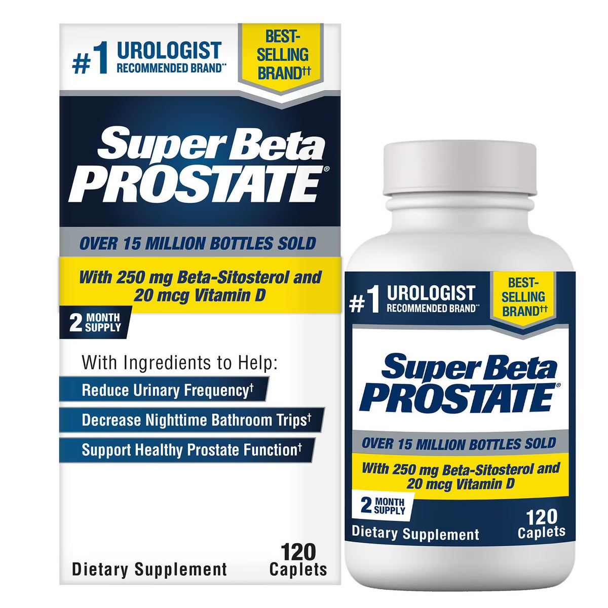 Super Beta Prostate Male Supplement with 250 mg. Beta-Sitosterol Caplets 120