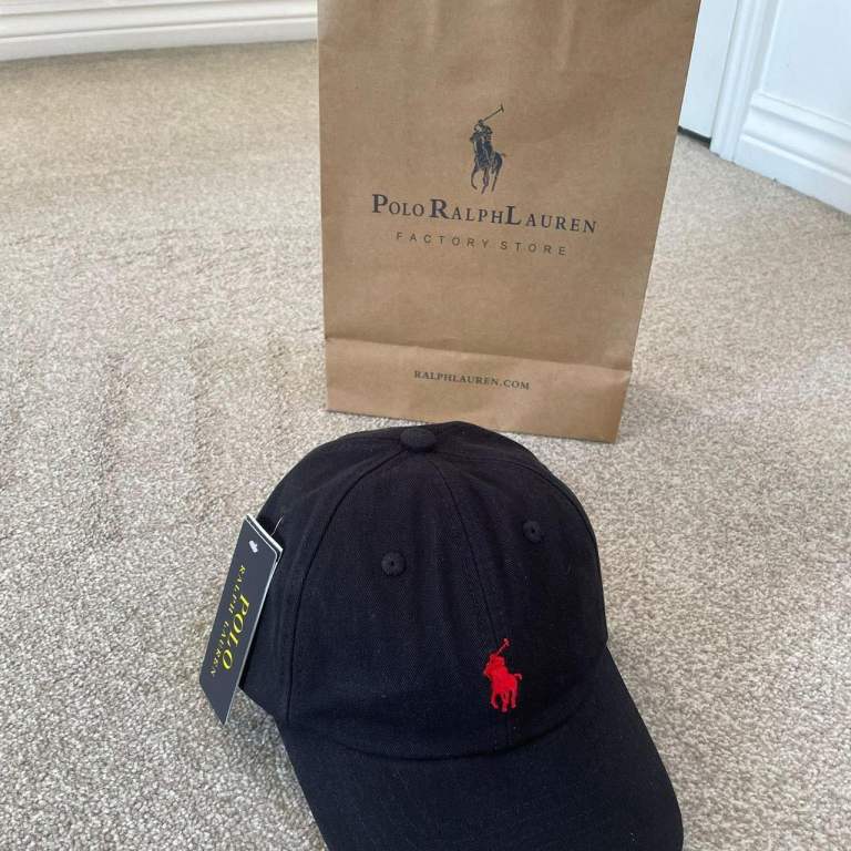 New Polo Ralph Lauren Baseball Cap - Black with Red Logo