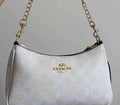 Coach Teri Women's Shoulder Bag In Signature Canvas - Chalk