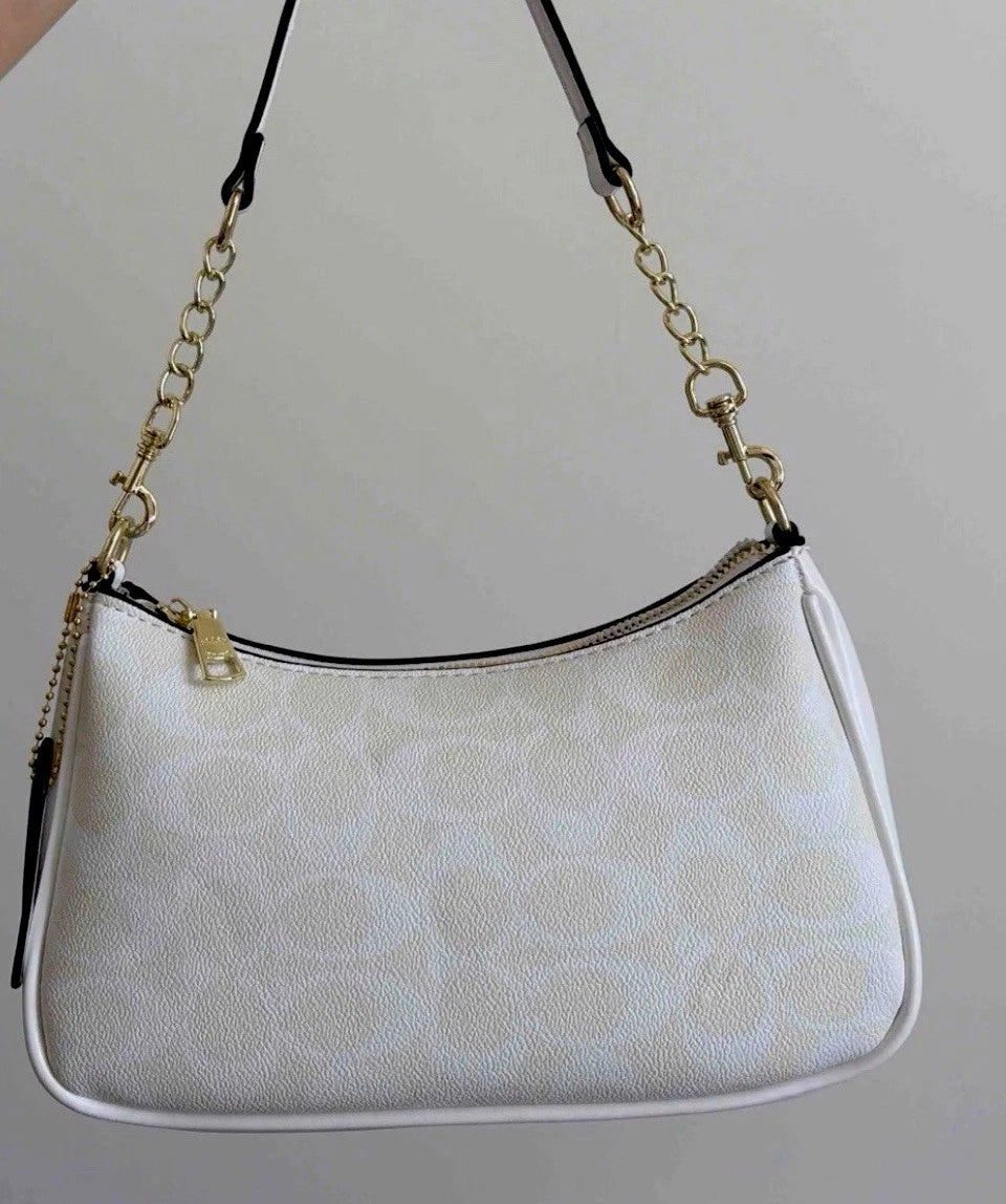 Coach Teri Women's Shoulder Bag In Signature Canvas - Chalk