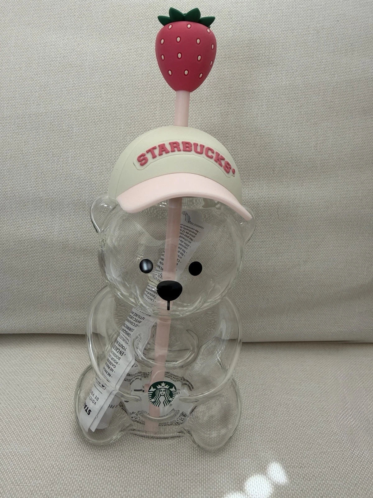 Starbucks Pink Barista Drink Strawberry Bear Cup Glass 2026 100% Authentic