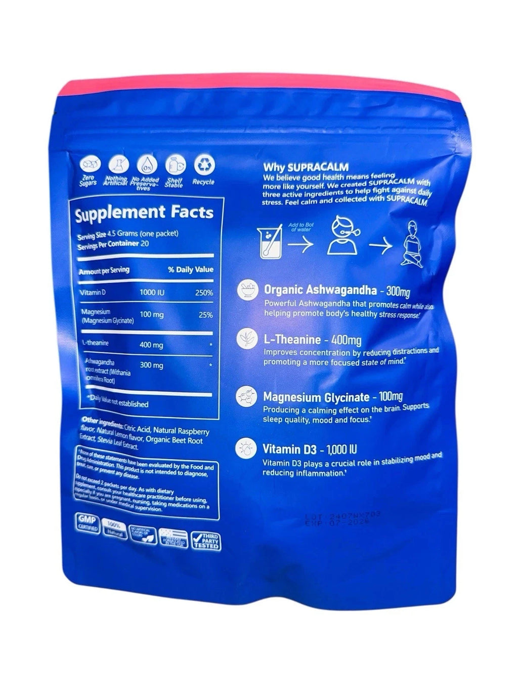 Share Supracalm Powdered Drink Mix 20 Servings/ Pack Raspberry Lemonade