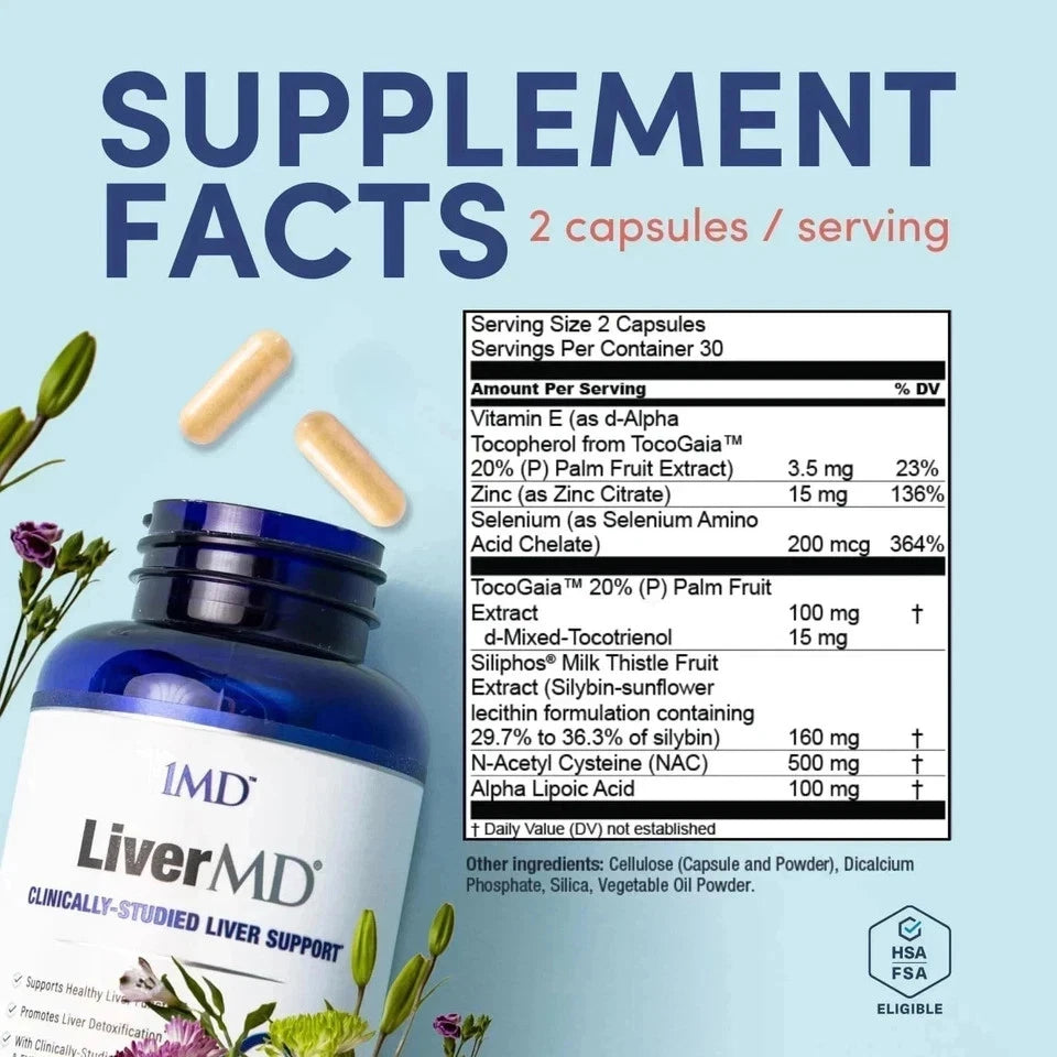 1MD Nutrition LiverMD - Liver Support Supplement | Siliphos Milk Thistle Extract