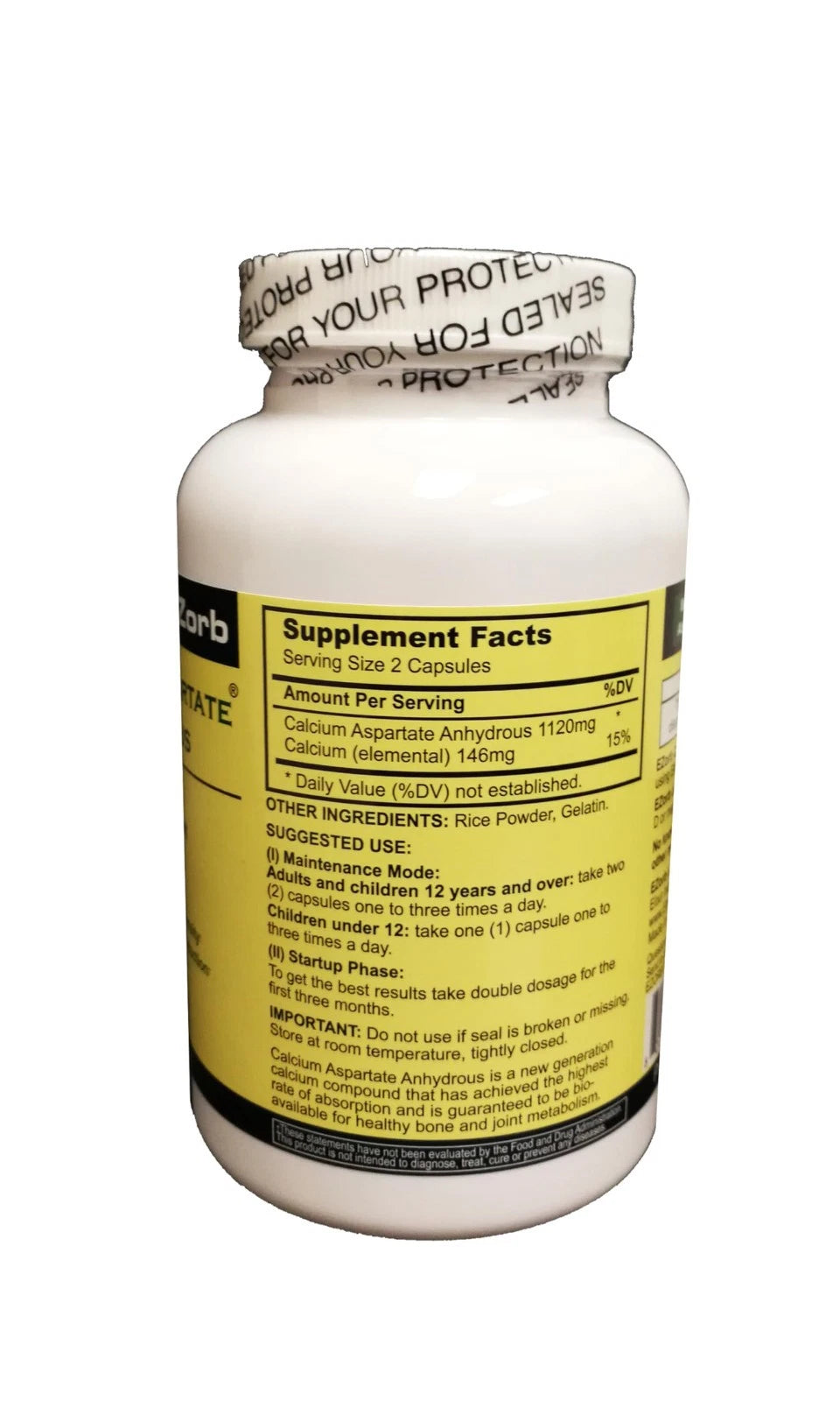 Ezorb Calcium Capsules for Bone Joint and Muscle Health - 180 Count