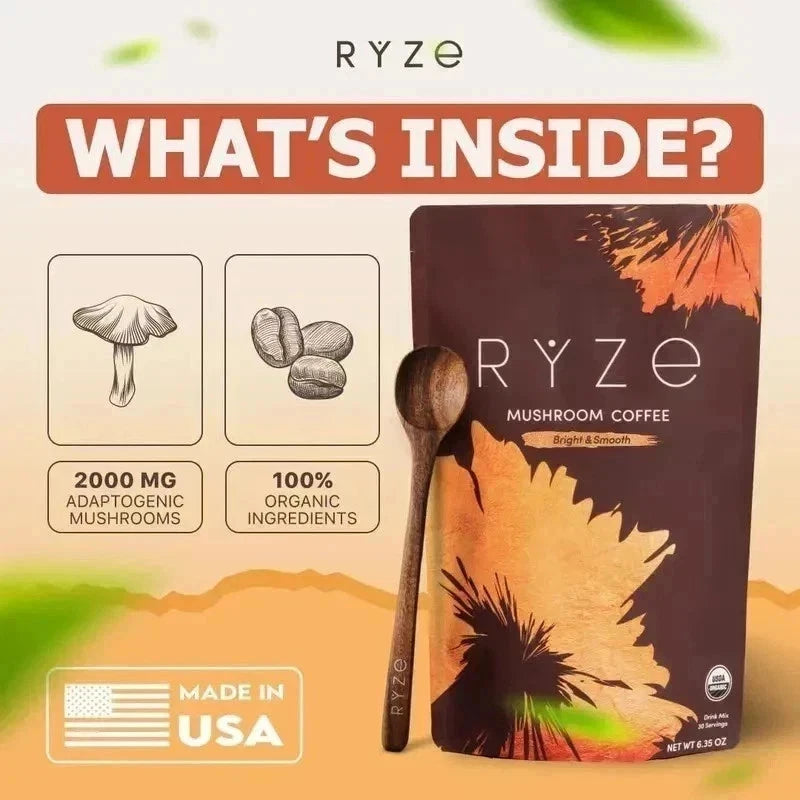 Organic Ryze Mushroom Coffee 30 SERVINGS Instant Coffee